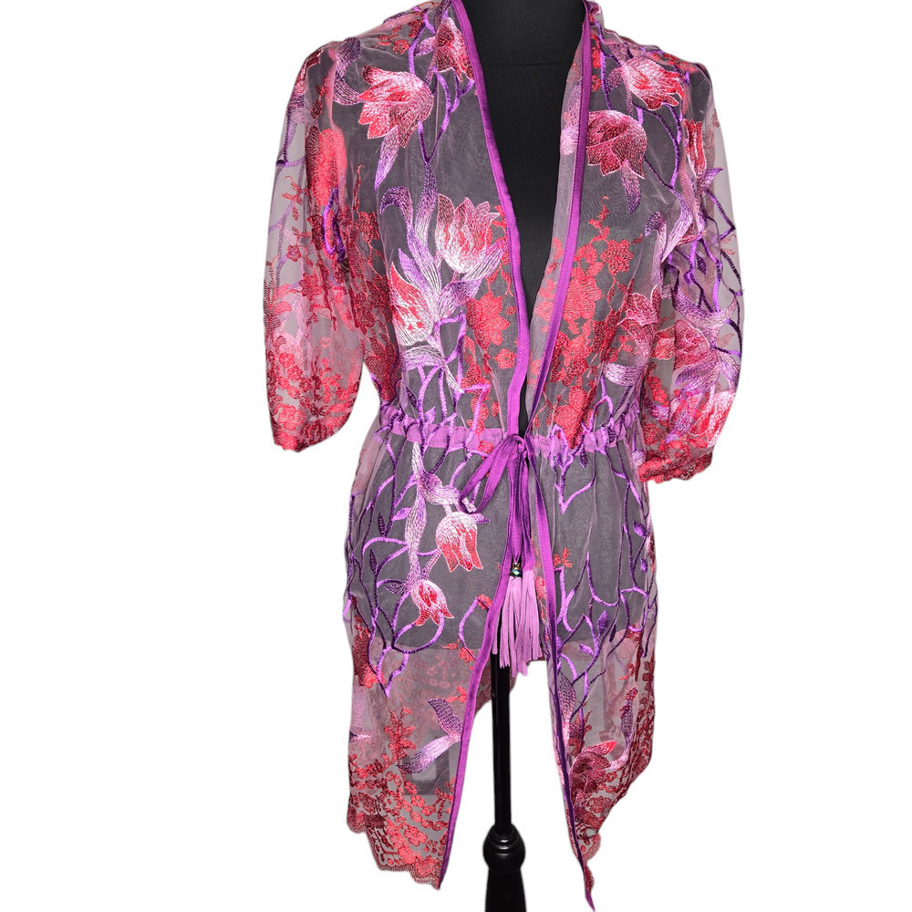 Dolcessa Sheer Floral Embroidered Robe‎